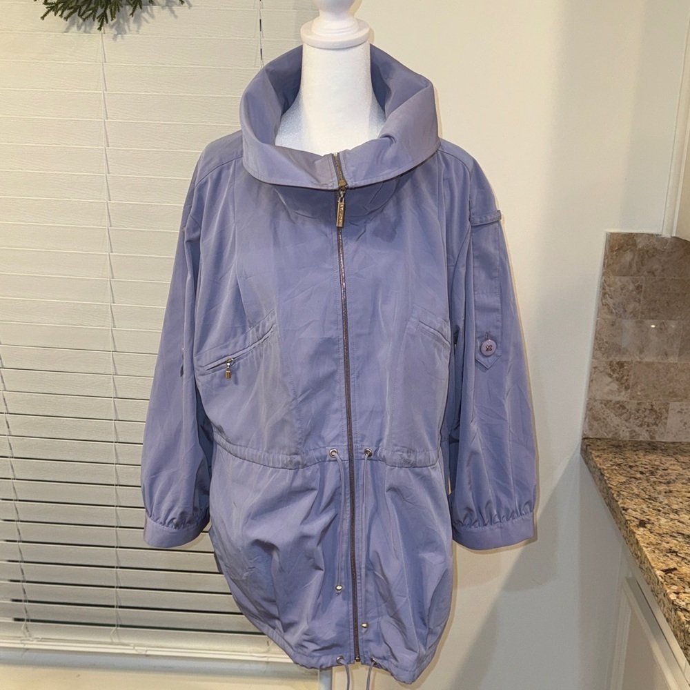 ST. JOHN Sport Marie Gray Womens Purple/Lilac Full Zip Pockets Drawstring Jacket